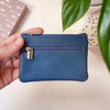 Compact leather purse for coins, monogrammed with custom initial