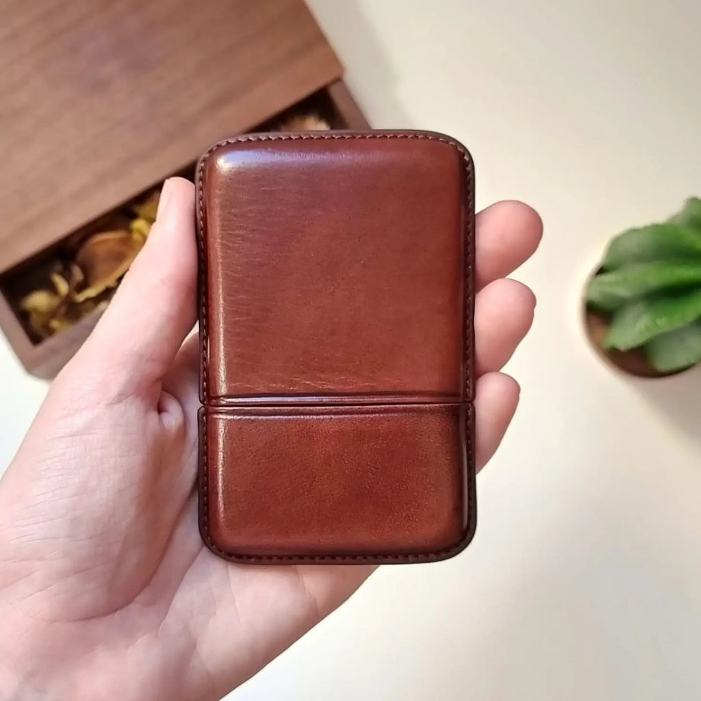 Custom slim leather wallet for cards, designed for everyday use