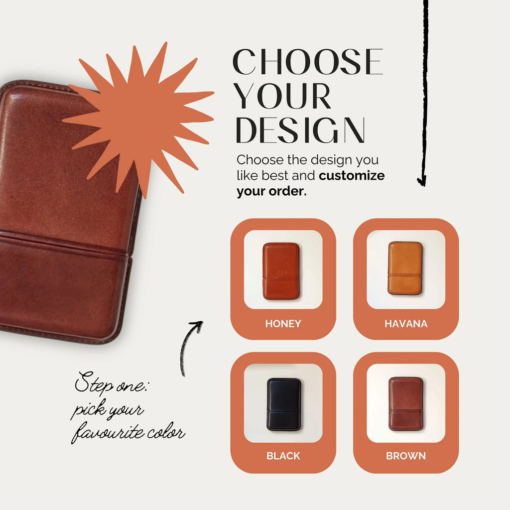 Gift-ready leather card case with initials, handcrafted by leathergoods43