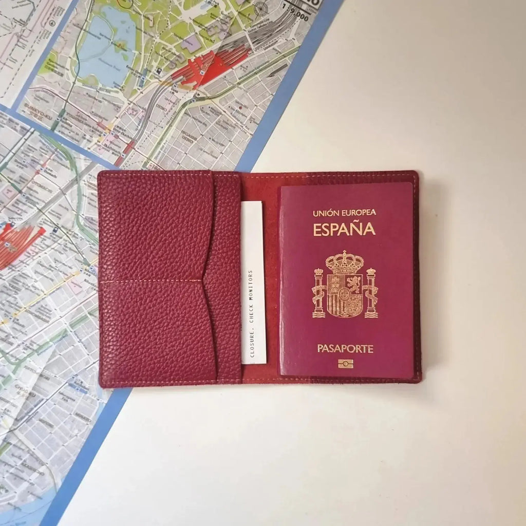 Elegant leather Handcrafted passport holder with 3 inner slots and initials engraved