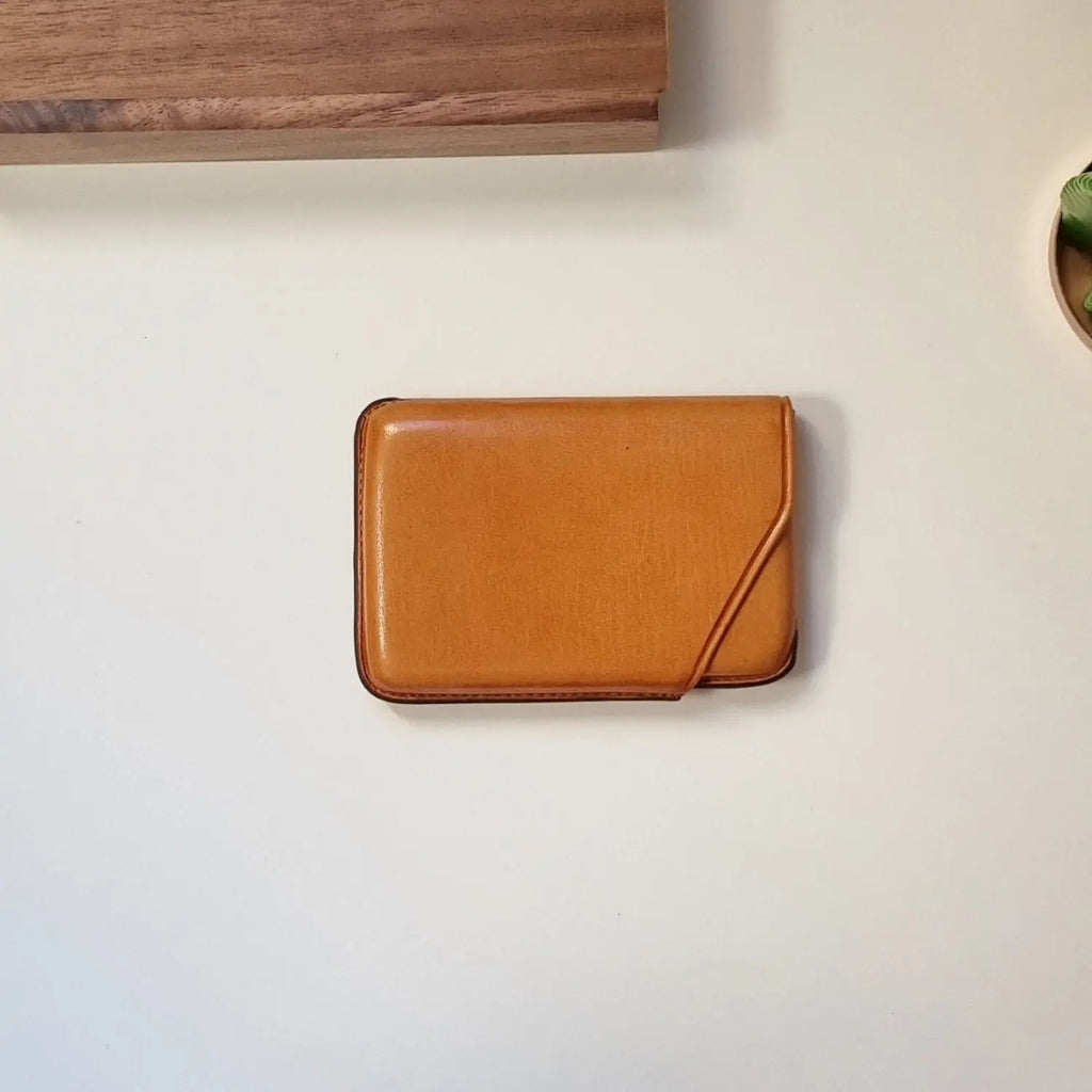 Gift-ready leather card case with initialsfor men, handcrafted by leathergoods43