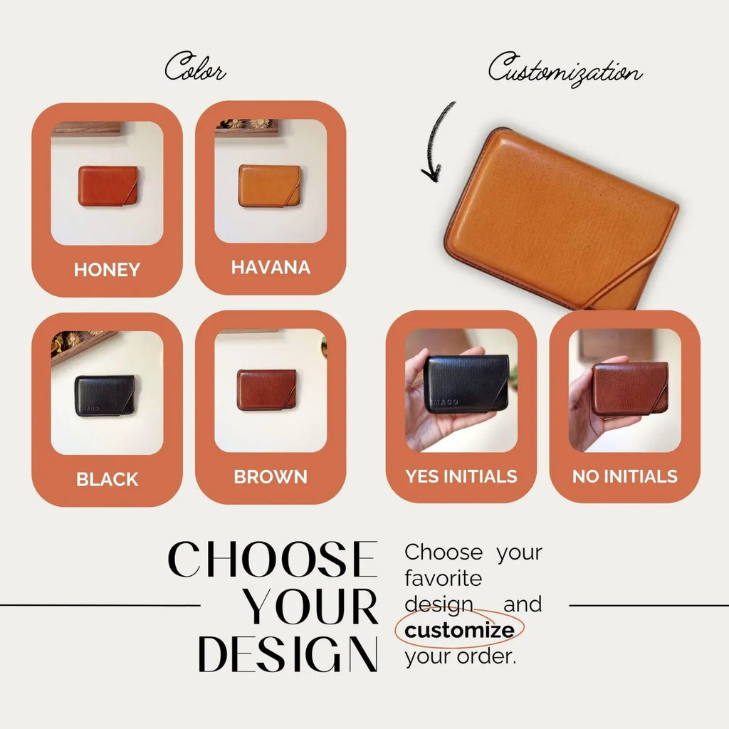Close-up of personalized leather card wallet for men by leathergoods43
