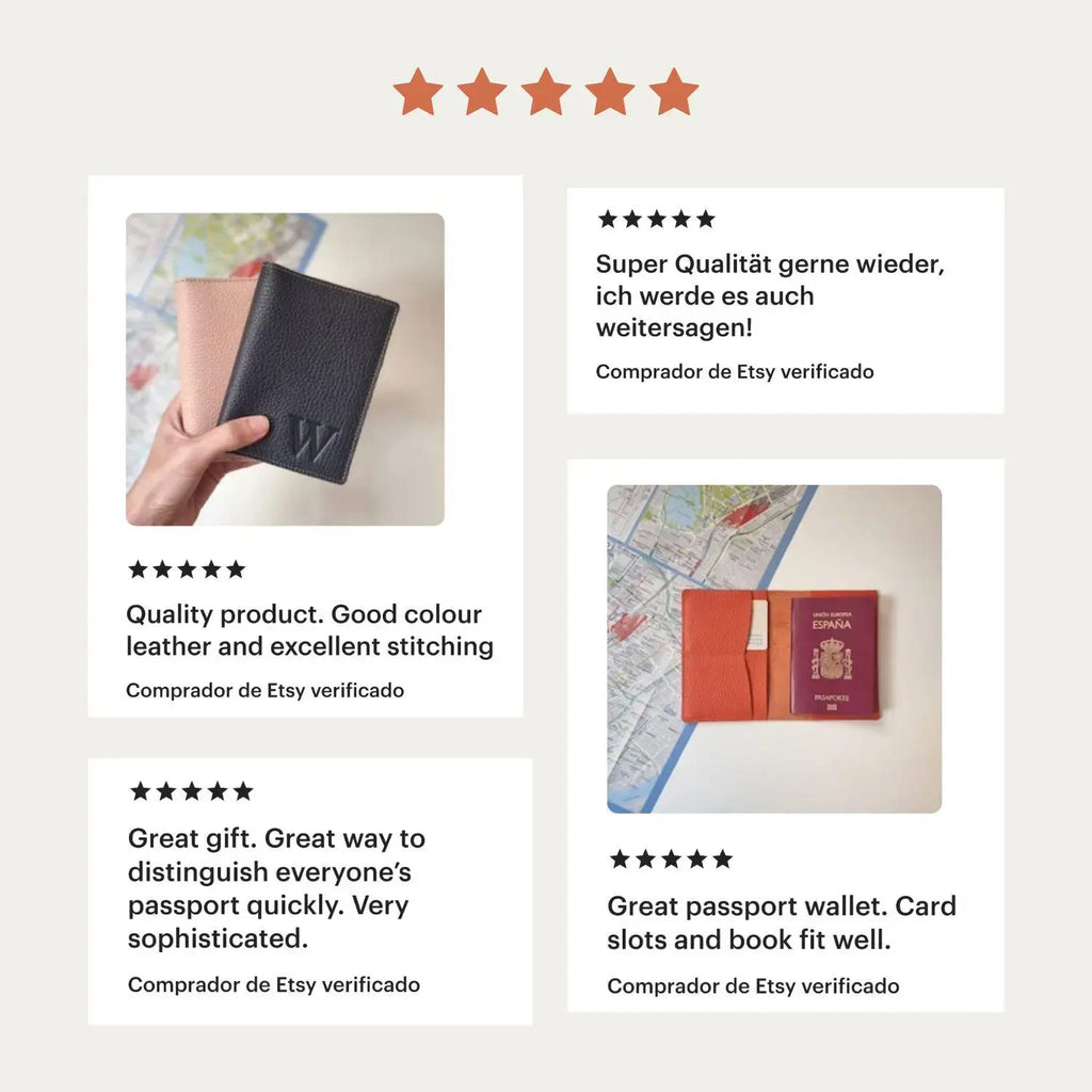 Opiniones funda de pasaporte de cuero personalizada con compartimentos internos