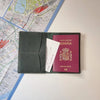Elegant leather passport holder with 3 inner slots and initials engraved