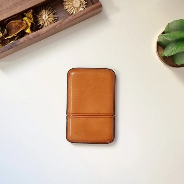 Handmade personalized leather card case with initials, by leathergoods43