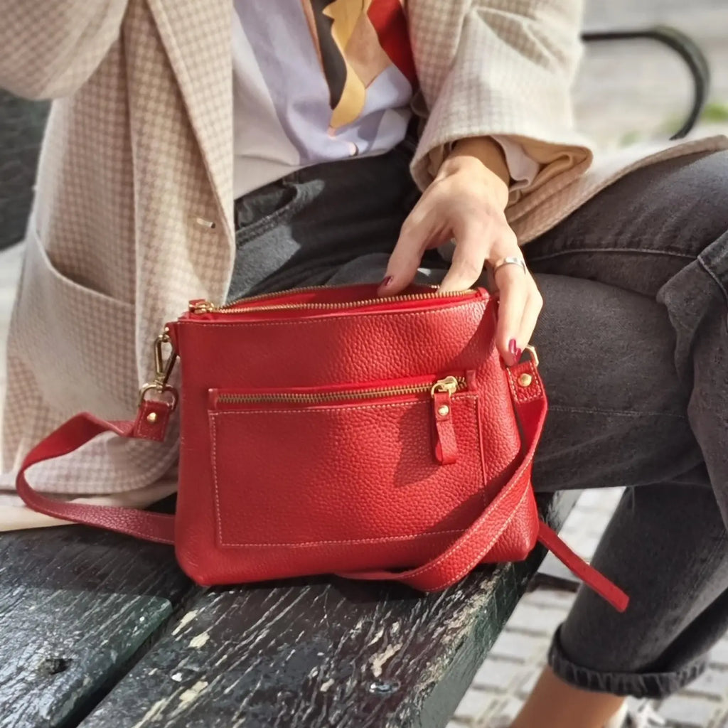 Soft leather crossbody bag with sleek design and spacious interior